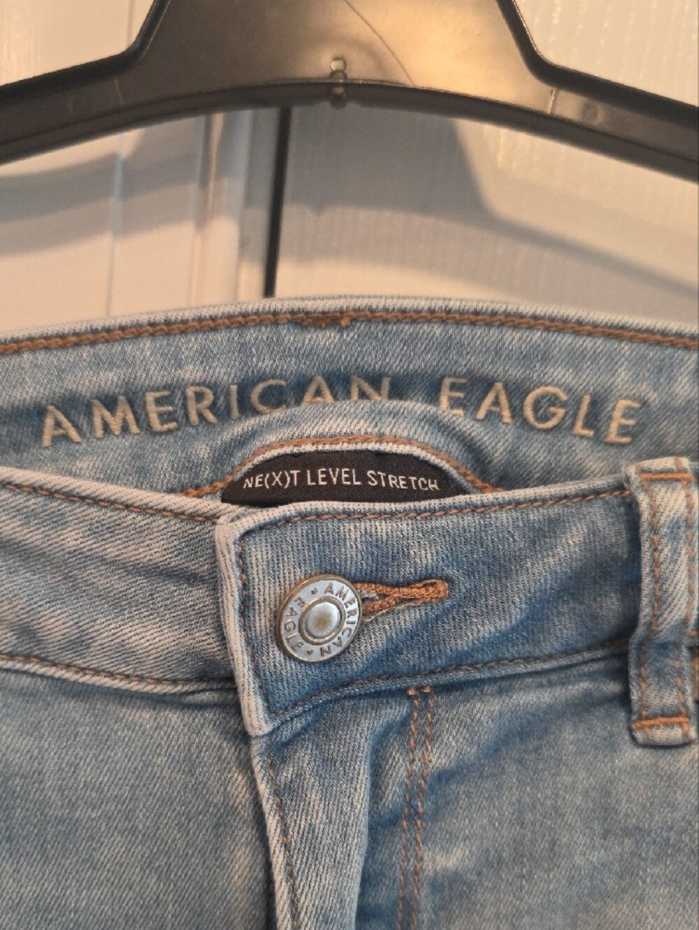 American Eagle Outfitters Light Blue Distressed Flare Jeans - Picture 2 of 5